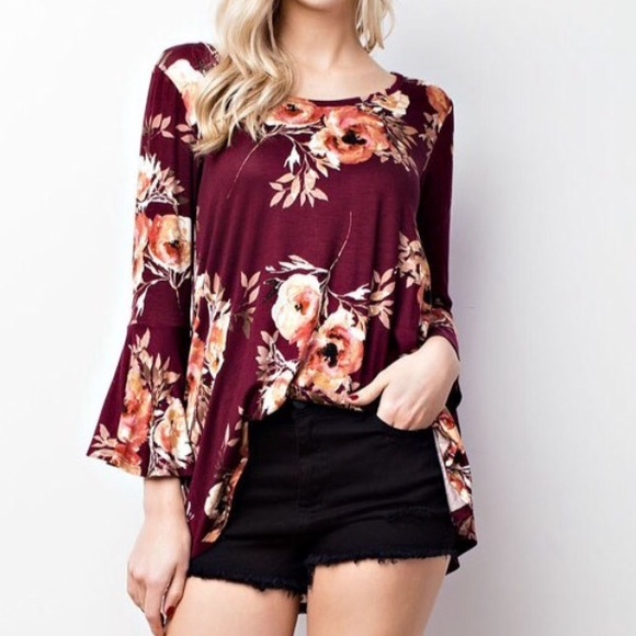 Floral Scoop Neck Top - Picture 3 of 4